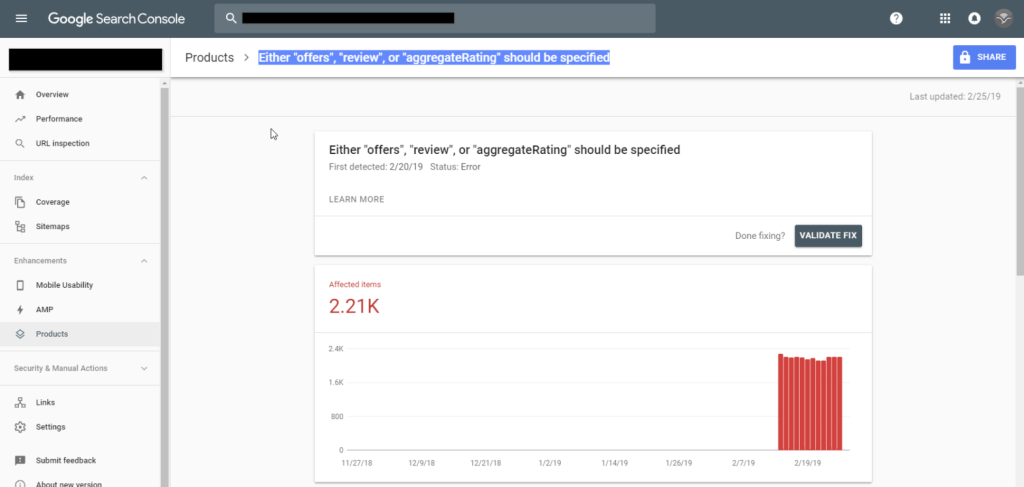 How to fix the missing Schema property: either review or aggregate rating should be specified