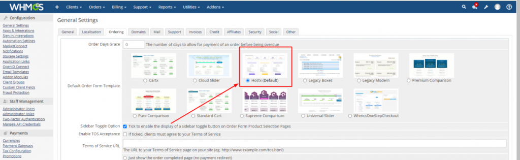 How to install HostX template