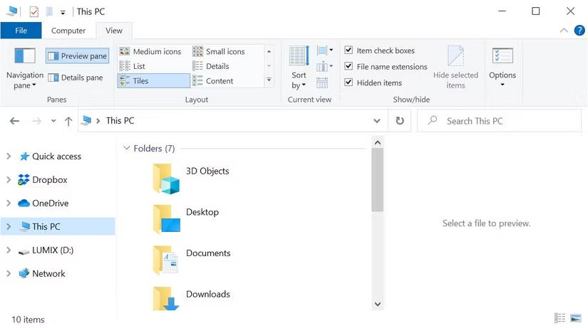 Disable the File Explorer Preview Pane